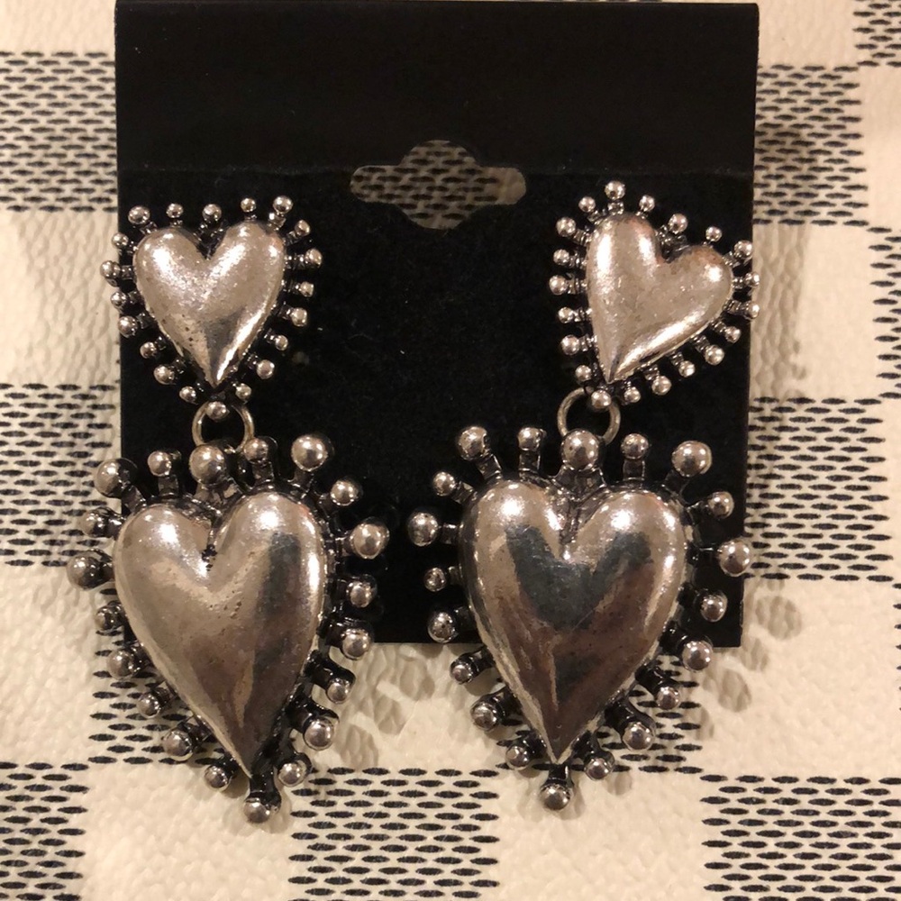 Double Heart Earrings for SALE - Color: Silver